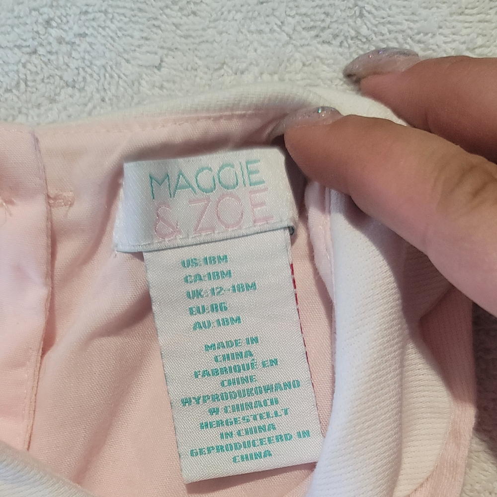 Maggie & Zoe Pink and Blue Dress with Bunny Details - Picture 3 of 5